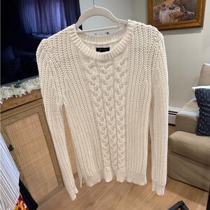 Nautica Long Light Cream Cable Knit Sweater
